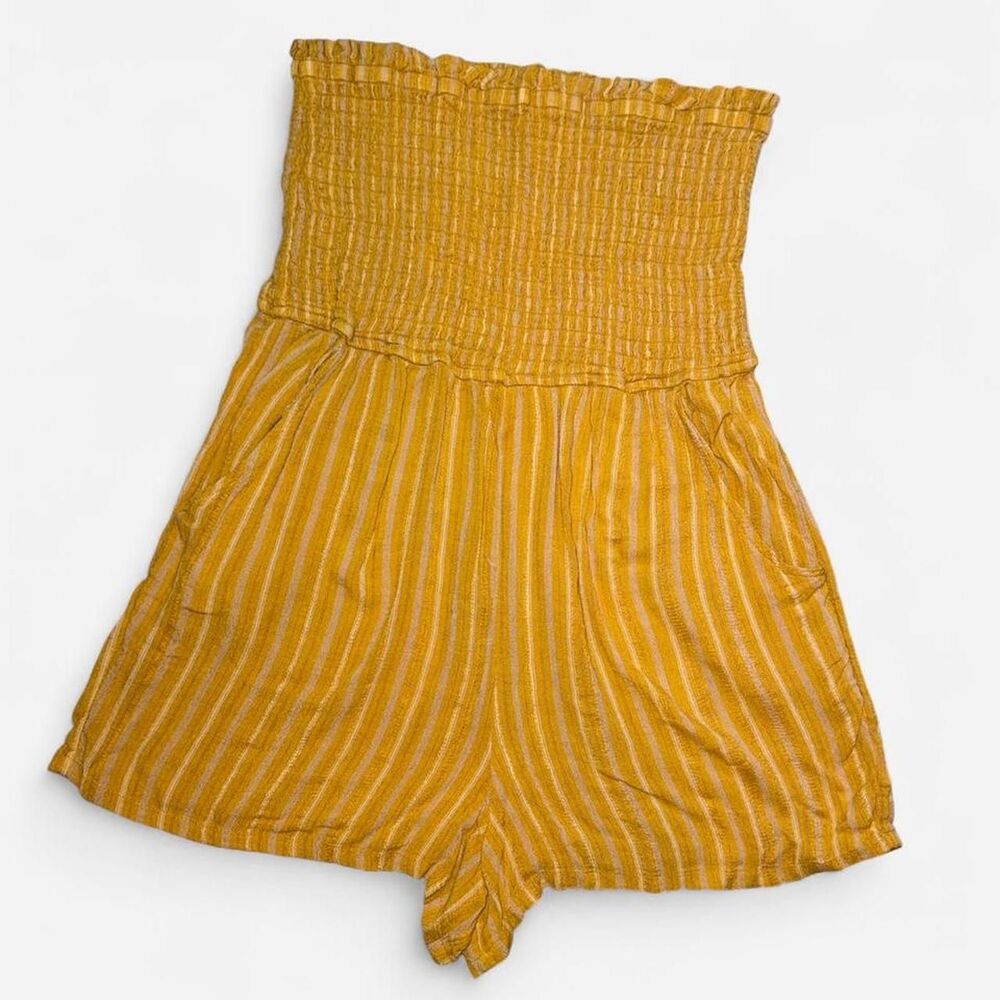 American Eagle Outfitters Yellow Sleeveless Smocked Romper Playsuit